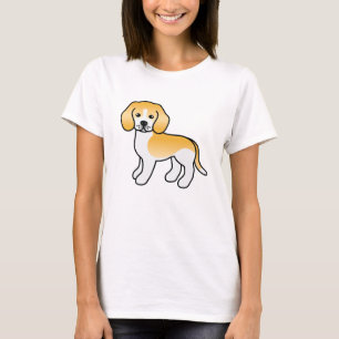 Lemon Och Vit Söt Tecknad Beagle Hund T-shirt
