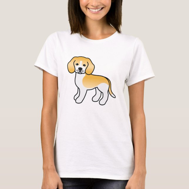 Lemon Och Vit Söt Tecknad Beagle Hund T-shirt (Framsida)