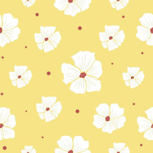 Lemon och Vita Blommigten Tapet