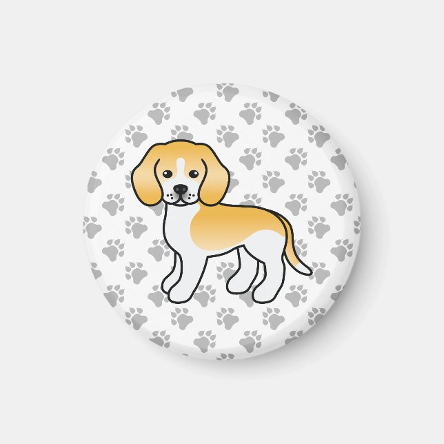 Lemon och White Beagle Cute Tecknad hund Magnet (Framsidan)