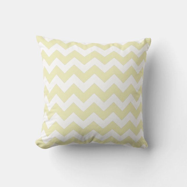 Lemon och White Chevron Zig Zag Pillow Kudde (Framsida)