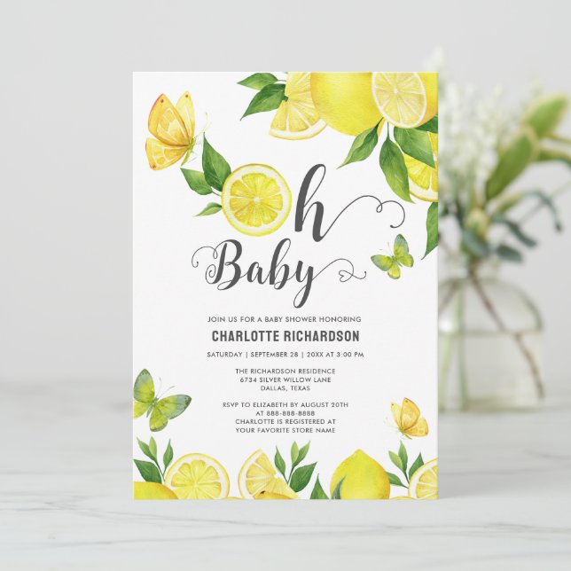 Lemon Oh Baby Citrus Baby Shower Personlig Inbjudningar (Stående Fram)