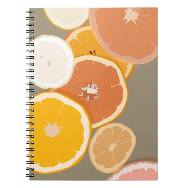Lemon Orange Grapefruit Citrus Art Notebook Anteckningsbok (Framsidan)