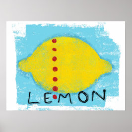 Lemon på Blue Poster Wall Art