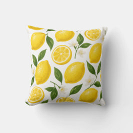 Lemon Pattern Design | Fresh Citrus Summer Print  Kudde