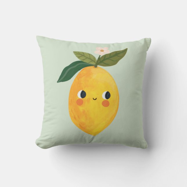 Lemon Pillow - Cute Fruit Nursery & Kids Kudde (Framsida)