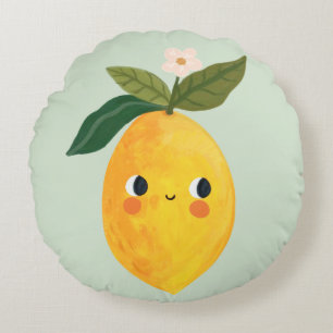 Lemon Pillow - Cute Fruit Nursery & Kids Rund Kudde