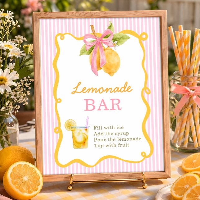 Lemon Pink båge  examensfest Lemonadbar Poster (Skapare uppladdad)