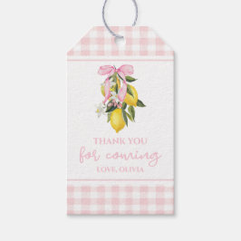 Lemon Pink Bow prydlig baby shower Presentetikett
