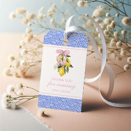 Lemon Pink Bow prydlig födelsedag Presentetikett