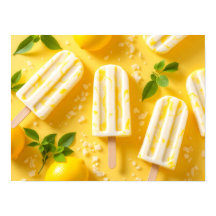 Lemon Popsicle Sommar Mat Mönster Gult
