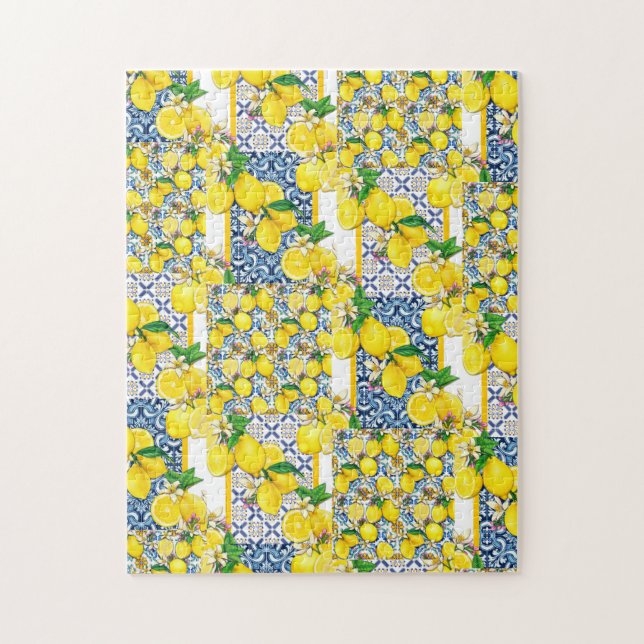 Lemon Portugisiska Azulejo Mediterranean Santorini Pussel (Vertikal)