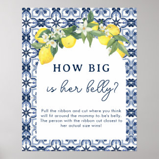 Lemon Positano Baby Shower Games med vattenfärg Poster