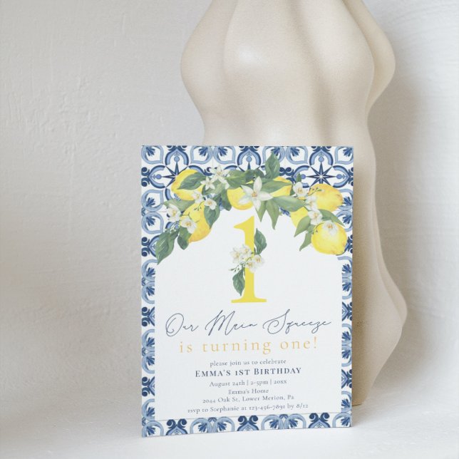 Lemon Positano First Birthday Inbjudningar (Skapare uppladdad)