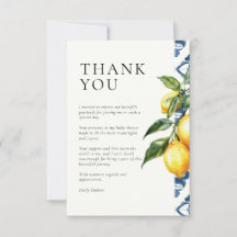 Lemon Positano Italiano Baby Shower - tackkort
