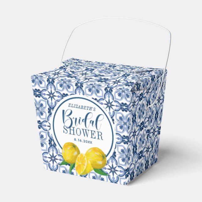 Lemon Positano Italiano Blue Tile Favor Box Presentaskar (Framsidan Sidan)