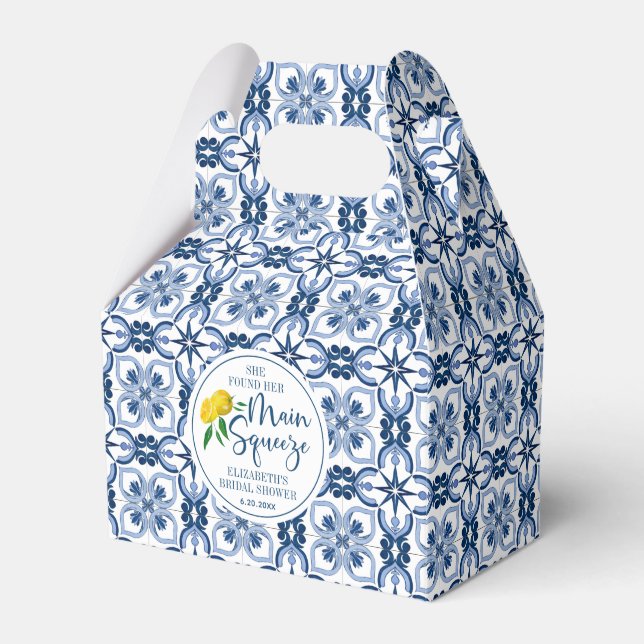 Lemon Positano Italiano Blue Tile Favor Box Presentaskar (Framsidan Sidan)
