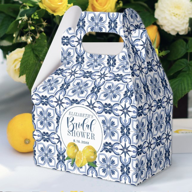 Lemon Positano Italiano Blue Tile Favor Box Presentaskar (Skapare uppladdad)