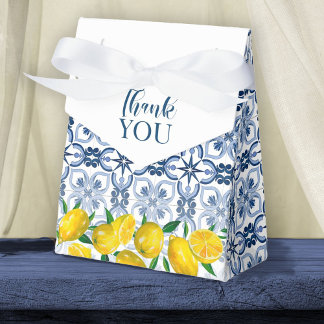 Lemon Positano Italiano Blue Tile Favor Box Presentaskar