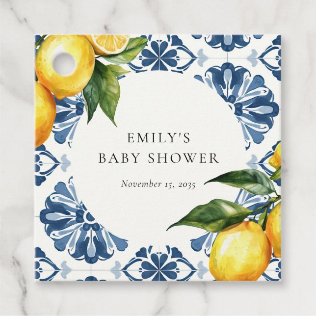 Lemon Positano Italy Baby Shower Gåvor Etiketter (Framsida)
