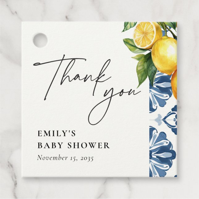 Lemon Positano Italy Baby Shower Gåvor Etiketter (Framsida)