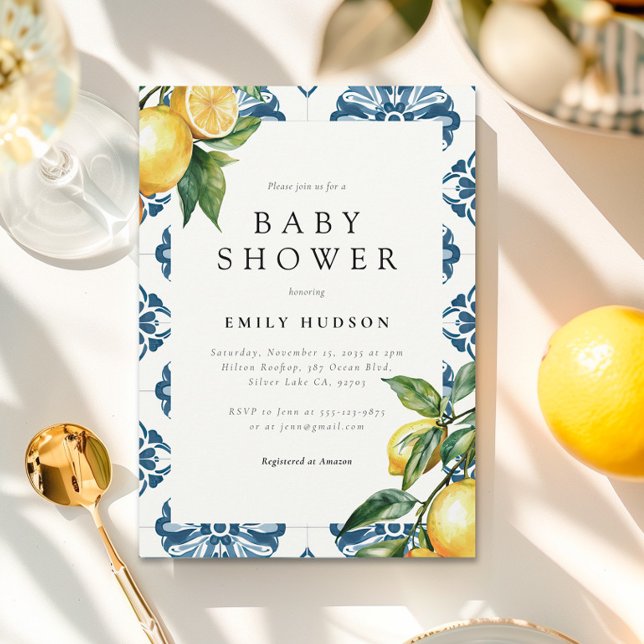 Lemon Positano Italy Baby Shower Inbjudningar (Skapare uppladdad)