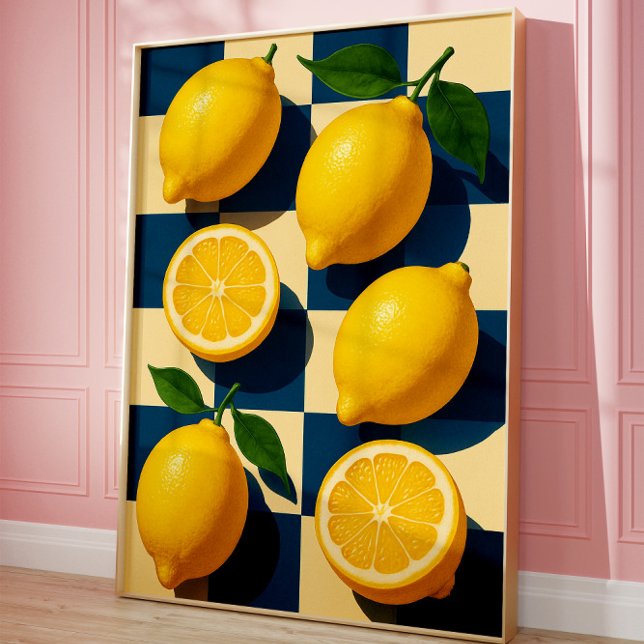 Lemon Poster konst, Vibrant Retro Köksvägg Decor (Lemon art)