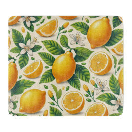 Lemon Print Glass Choppboard