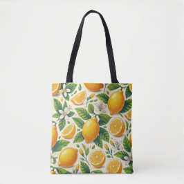 Lemon Print Premium Tote Bag Tygkasse