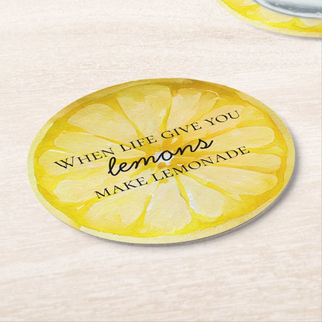 Lemon Quote Underlägg Papper Rund (Vinklad)