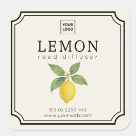Lemon Reed Diffuser Label Fyrkantigt Klistermärke
