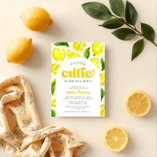 Lemon Retro Arch Little Cutie Gult Baby Shower Inbjudningar