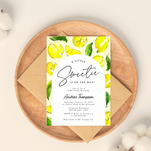 Lemon Retro Arch Little Sweets Gult Baby Shower Inbjudningar (Skapare uppladdad)