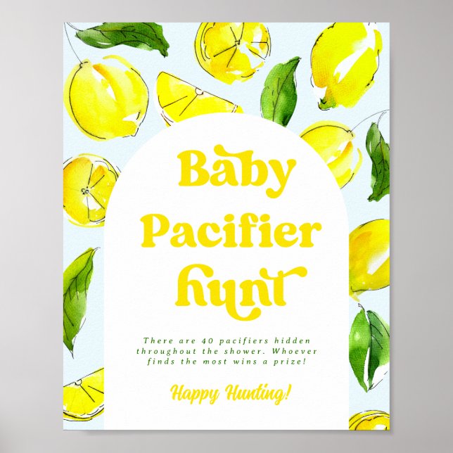 Lemon Retro Nappar Hunt Shower Games i Baby Poster (Framsidan)
