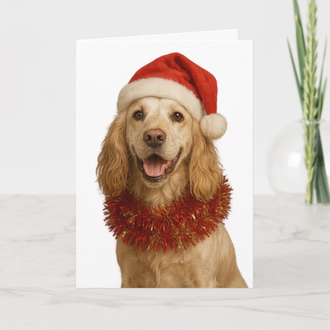 Lemon roan Cocker Spaniel Glad jul kort (Framsida)