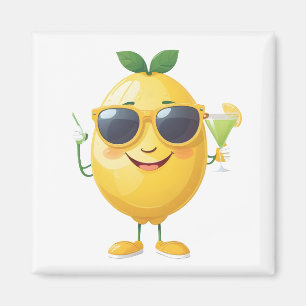 Lemon Roligt Cheerful Vacation Tropical Drink Part Magnet