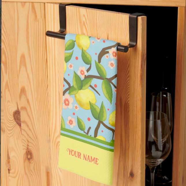 Lemon Roligt Söt för Blommigt av namnGult Kökshandduk (Skapare uppladdad)