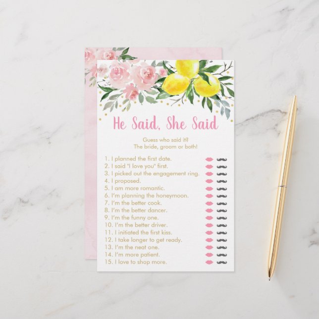 Lemon Rosa Blommigt sa att hon sa Möhippa Game (Fram/Back In Situ)