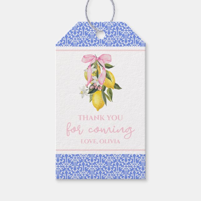 Lemon Rosa Bow-babydusch Presentetikett (Framsidan)