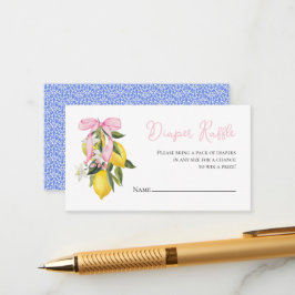 Lemon Rosa Bow coquette babydusch Diaper Raffle Tilläggskort