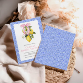 Lemon Rosa Bow Coquette Bröllopsdusch Inbjudningar