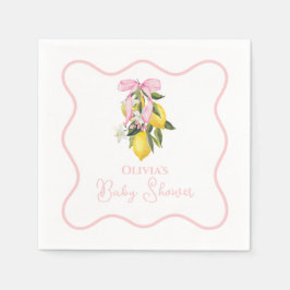Lemon Rosa Bow preppy Coquette Baby Shower Pappersservett