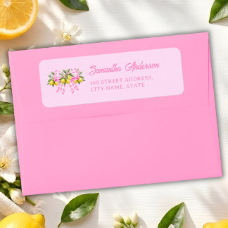 Lemon Rosa Gingham Bow Barnrumsreturadress Returadress Etikett