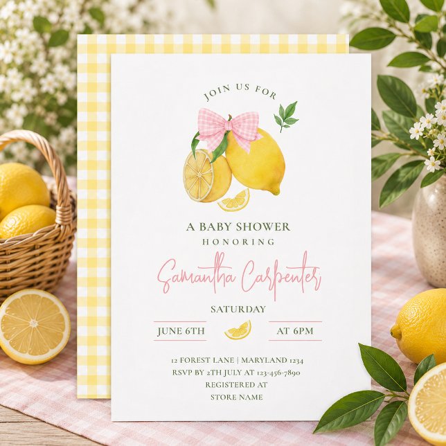 Lemon rosa rosett baby shower inbjudan (Skapare uppladdad)