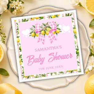 Lemon & Rosa Rutiga Baby Shower-bordduk Pappersservett