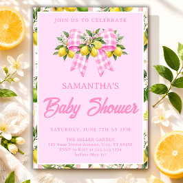 Lemon & Rosa Rutigt Babyshower Inbjudningar