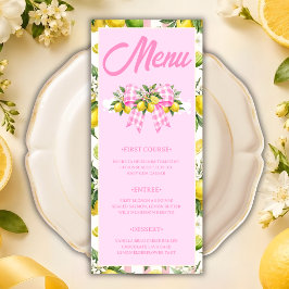 Lemon & Rosa Rutigt Band Barnkalas Menykort Meny