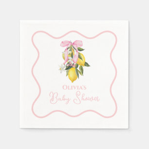 Lemon Rosa Slöja Preppy Coquette Barnkalas Pappersservett