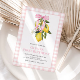 Lemon Rosa Slöja preppy Coquette födelsedag Inbjudningar