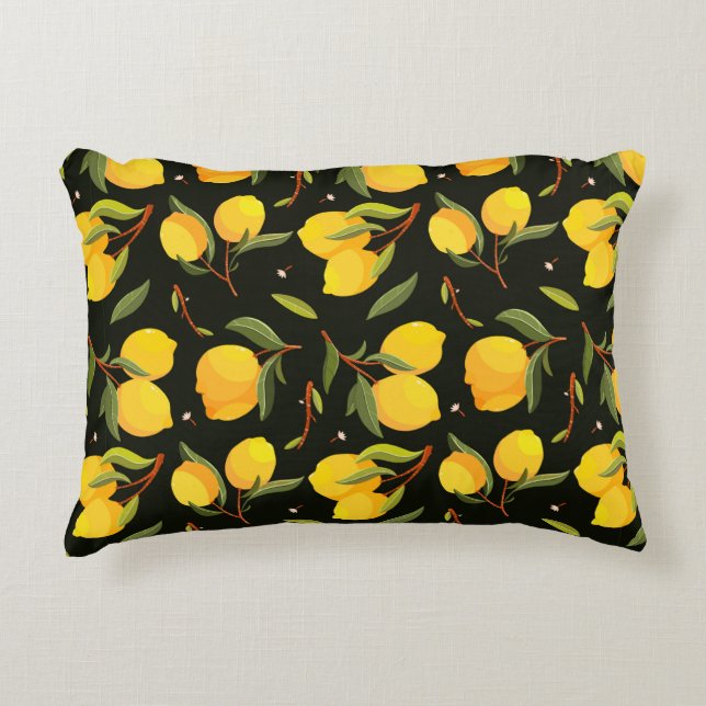 Lemon seamless pattern. Handpainted lemon illustra Prydnadskudde (Framsidan)